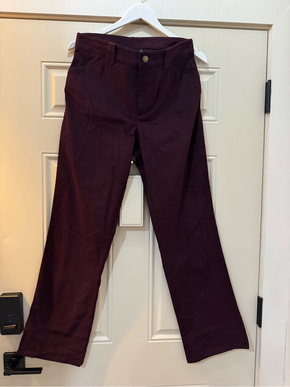 Women’s Ralph Lauren pants in Deep Burgundy with velvet brown piping